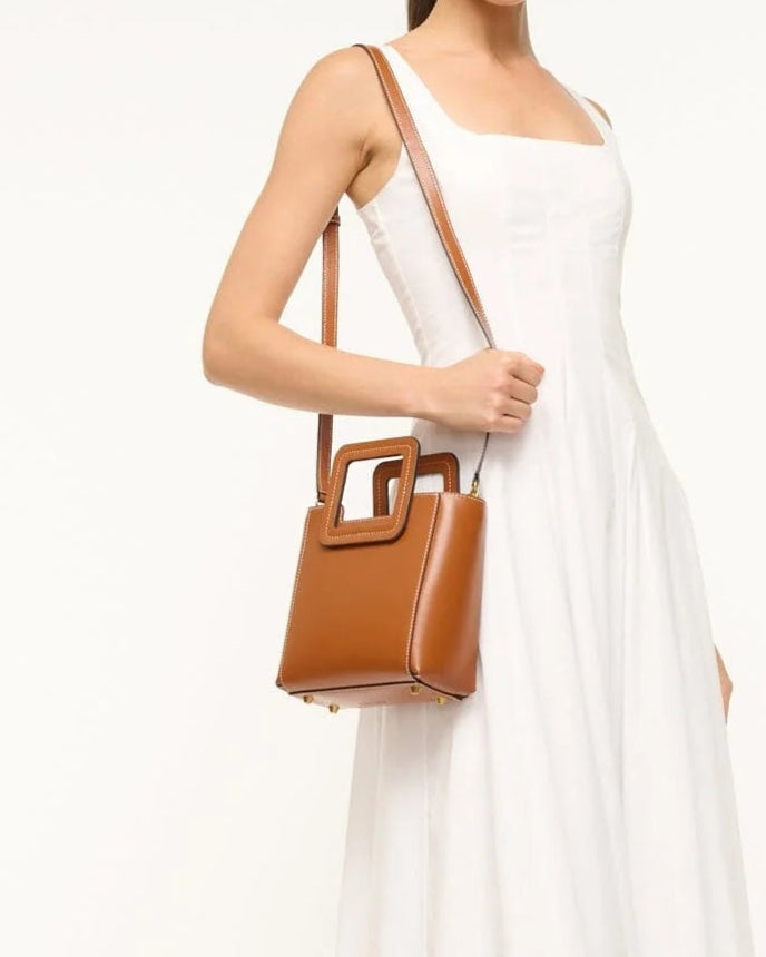 Staud Mini Shirley Leather Bag Tan