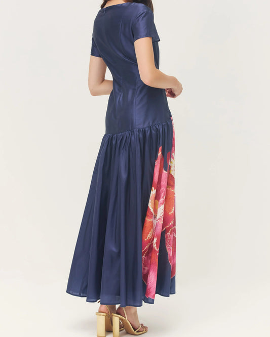 Hutch Navy Atley Dress | Navy/Raspberry Watercolor
