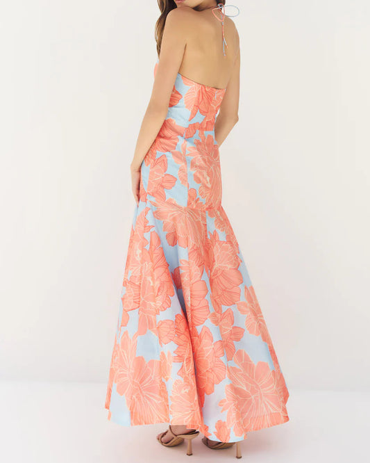 Hutch Saige Dress | Sky/Coral Layered Online Peonies