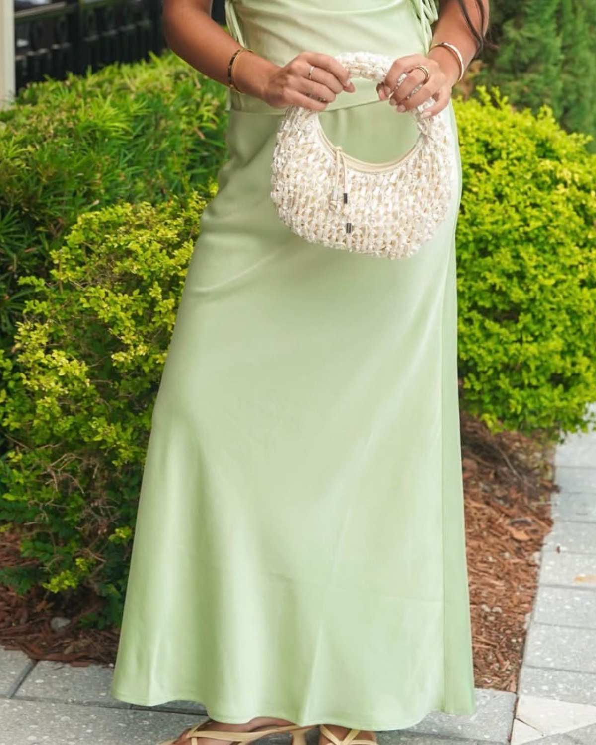 Mink Pink Chiara Bias Maxi Skirt | Lime
