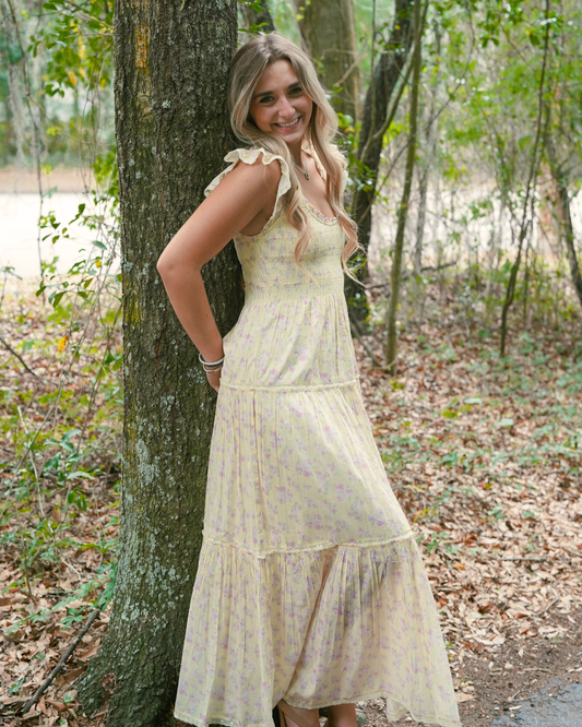 Love Shack Fancy Chessie Blooming Floral Maxi Dress | Lemon Spritz