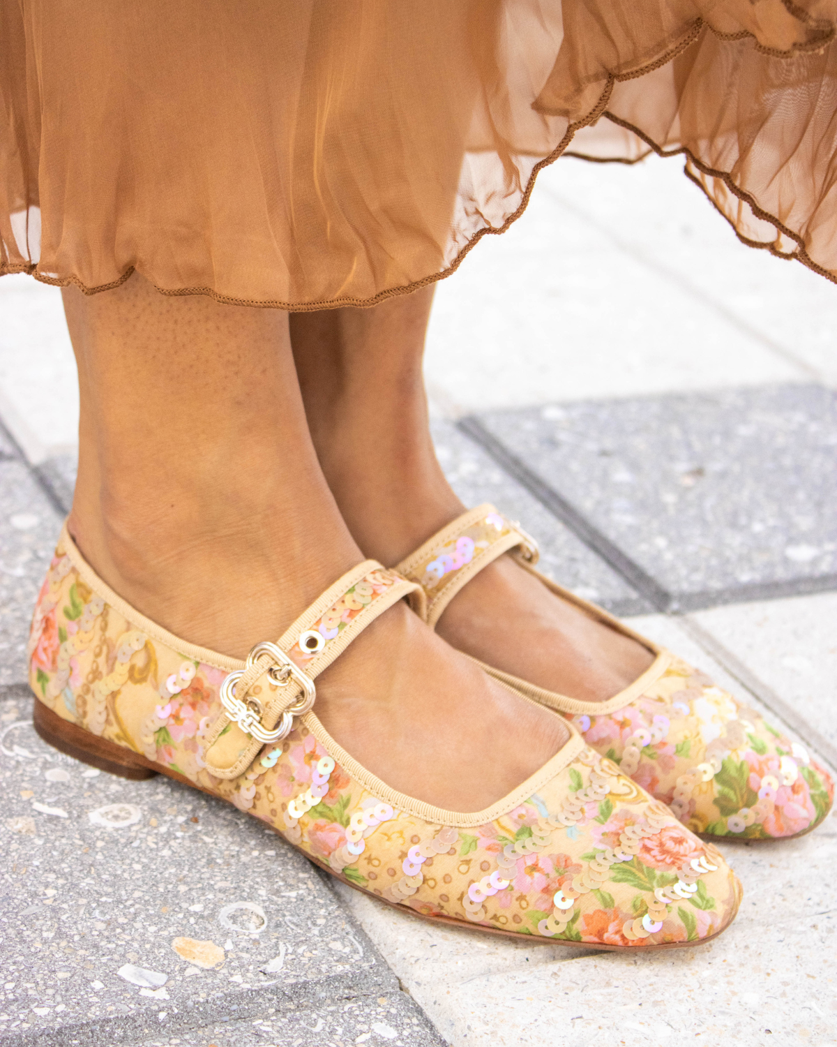 Sam Edelman Michaela Riviera Mary Jane Flat | Ecru Multi Mesh