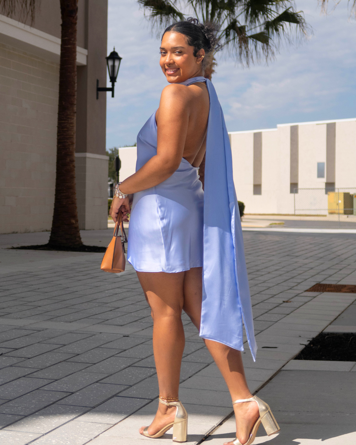 Show Me Your Mumu Lisa Mini Dress | Borrowed Blue Luxe Satin