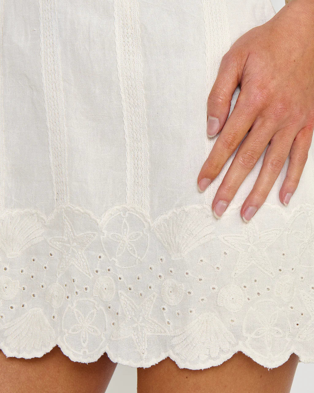 Show Me Your Mumu Ciao Mini Dress | White Eyelet Embroidery