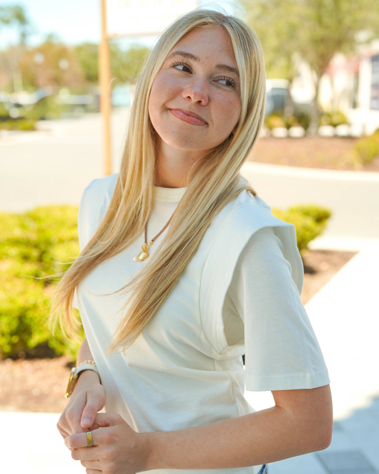 Nation Thea Sleeve Inset Top | Porcelain