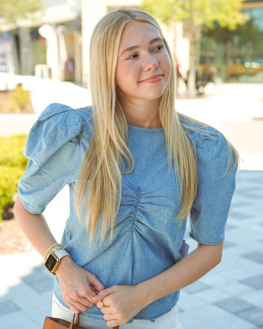 Nation Cecily Baby Doll Top | Chambray