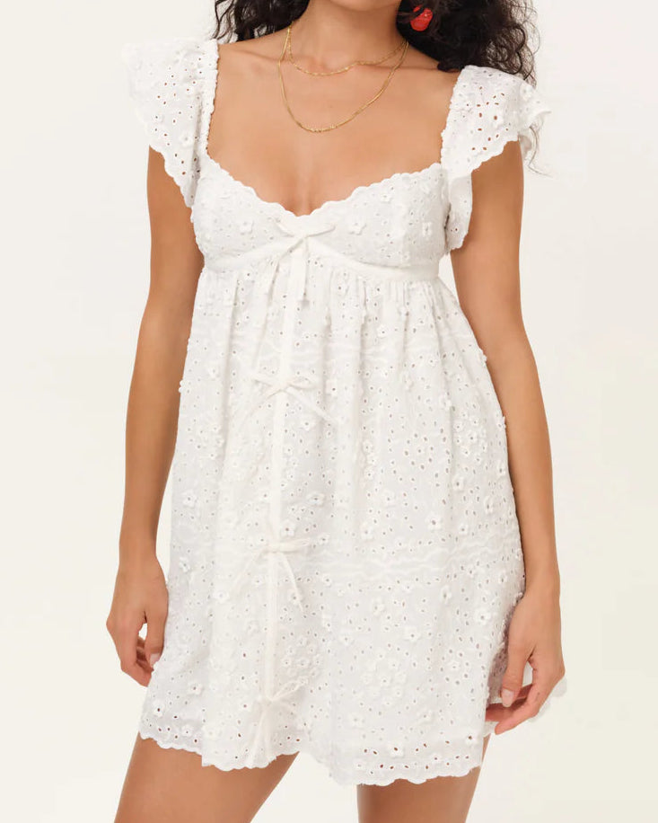 For Love & Lemons Laura Eyelet Mini Dress