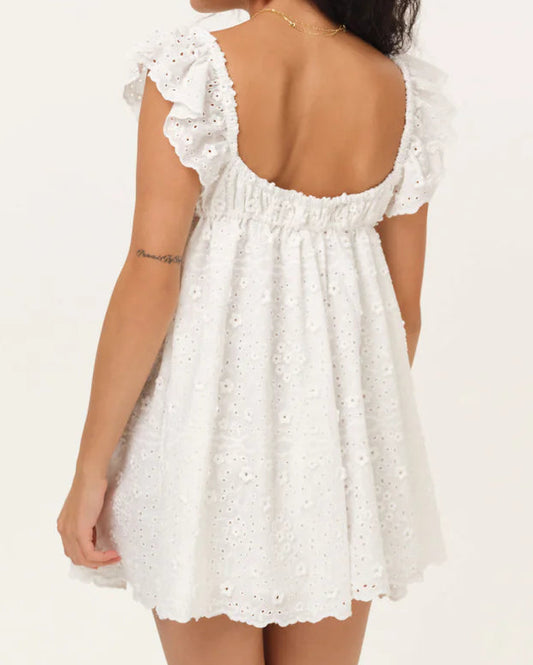 For Love & Lemons Laura Eyelet Mini Dress | White