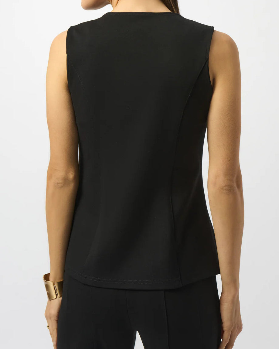 Joseph Ribkoff Black Heavy Knit Fitted Vest