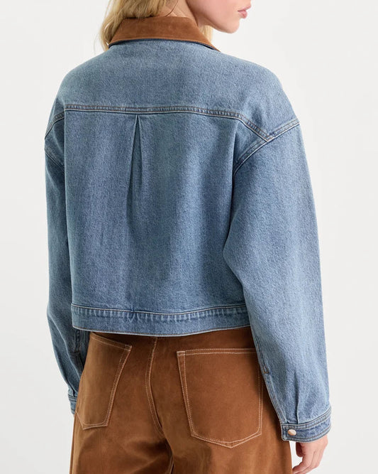 Good American Denim Swing Cropped Jacket | Amber