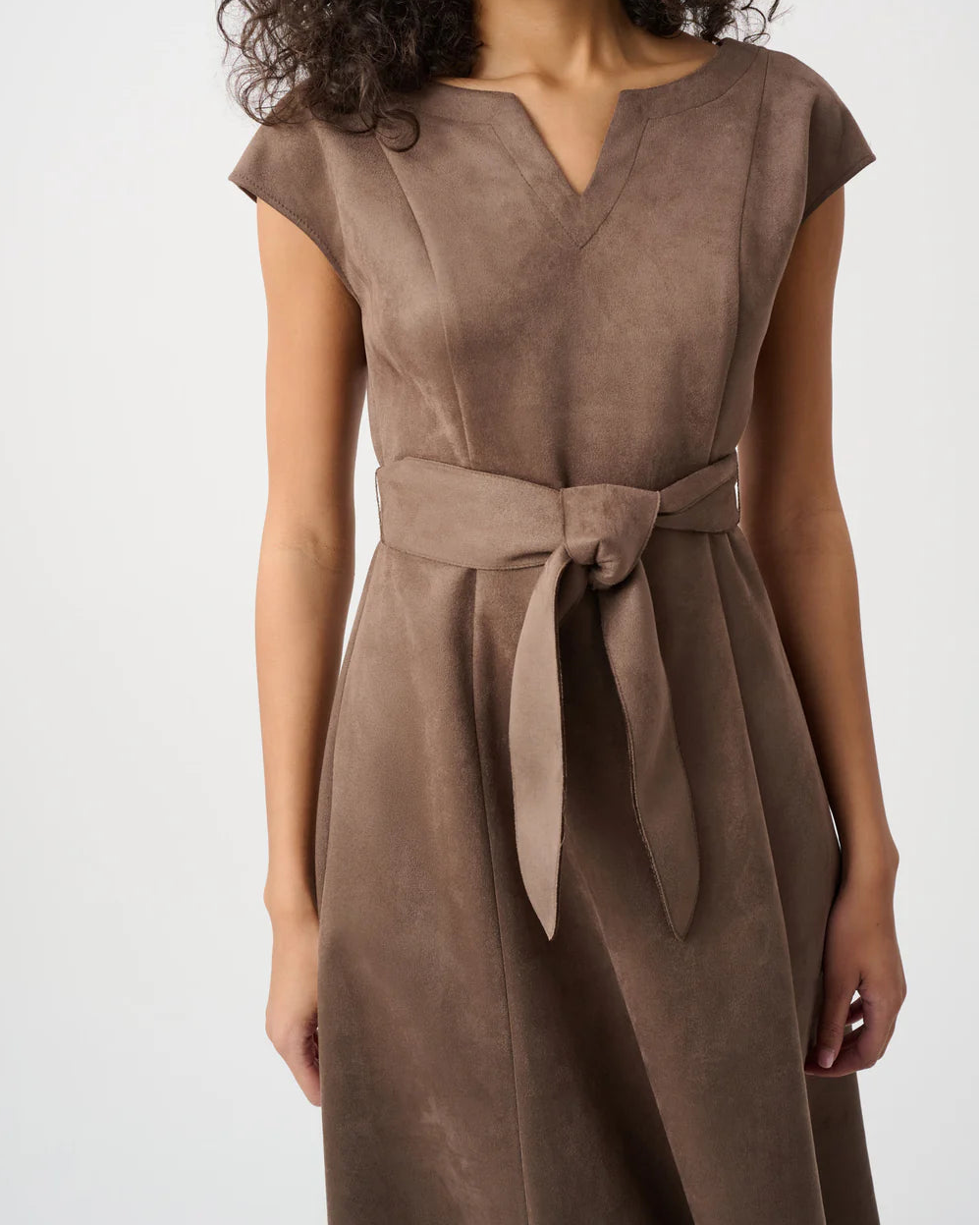 Joseph Ribkoff Scuba Suede Dress | Mink