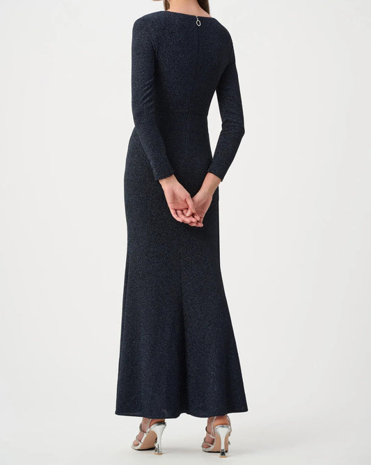 Joseph Ribkoff Sparkle Knit Wrap Gown