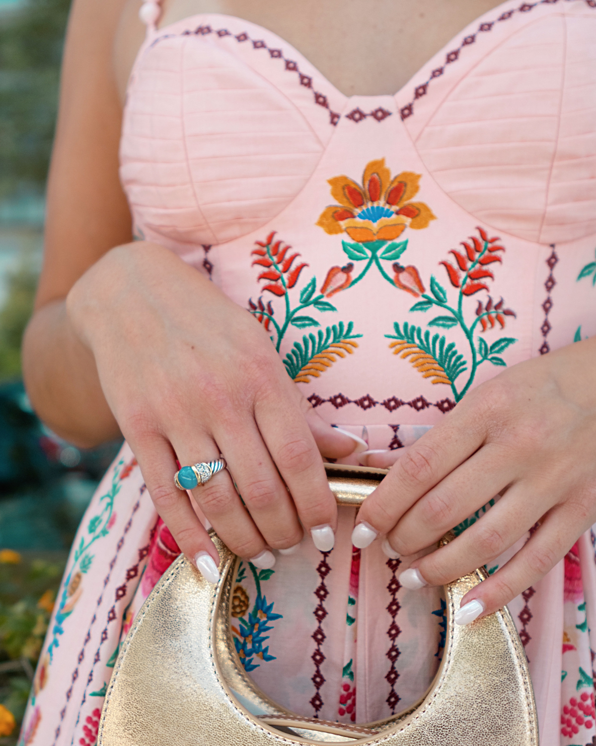 Farm Rio Delicate Forest Pink Maxi Dress