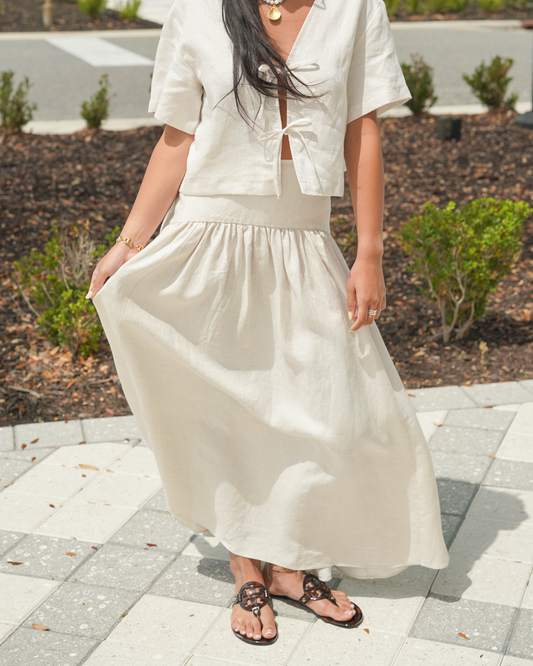 Staud Procida Linen Skirt | Natural