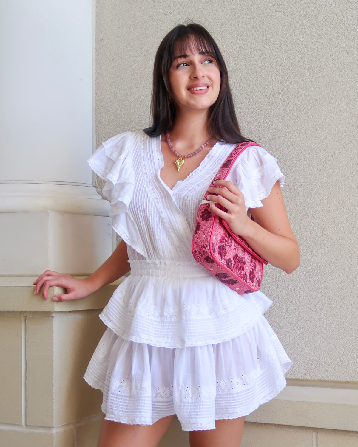 Love Shack Fancy Gwen Heritage Mini Dress | White