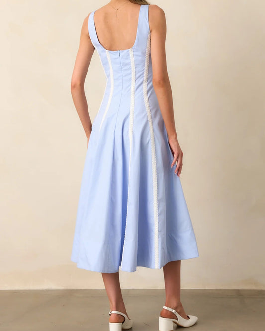 Prosperina Baby Blue Cotton Midi Dress