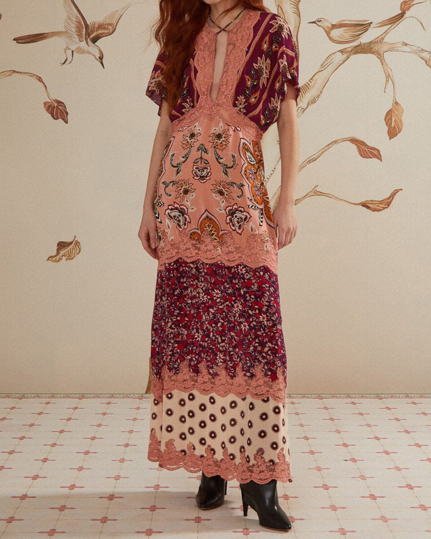 Farm Rio Glam Tapestry Burgundy Laces Short Sleeve Maxi Dress Narcissus Gainesville Farm Rio Glam Tapestry Burgundy Laces Short Sleeve Maxi Dress Narcissus Gainesville