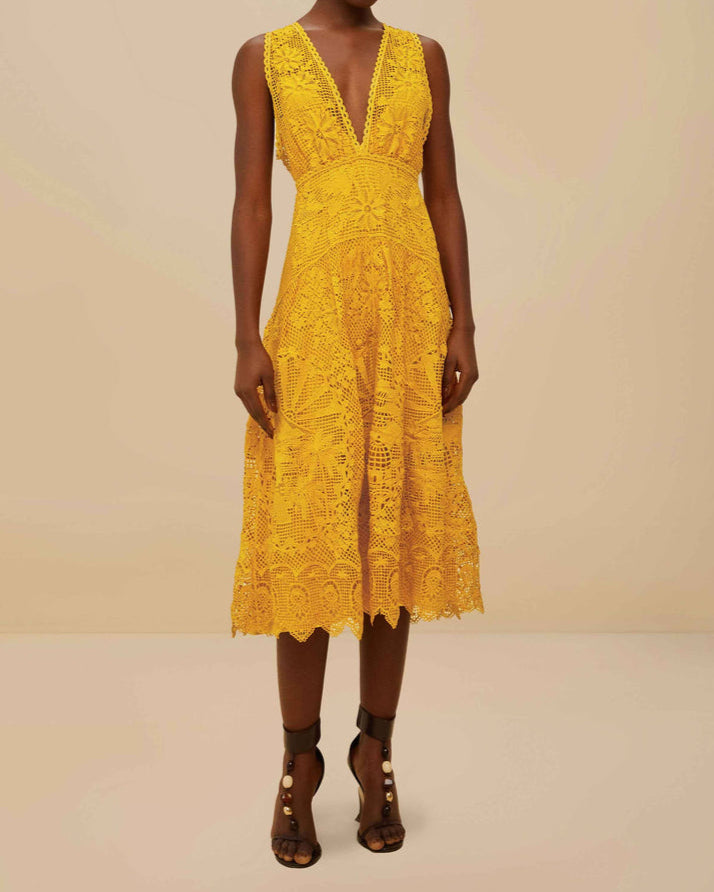 Farm Rio Landscape Guipure Mustard Yellow Midi Dress Narcissus Gainesville Farm Rio Landscape Guipure Mustard Yellow Midi Dress Narcissus Gainesville