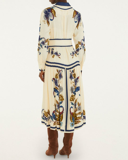 Farm Rio Golden Nature Cream Belt Dress