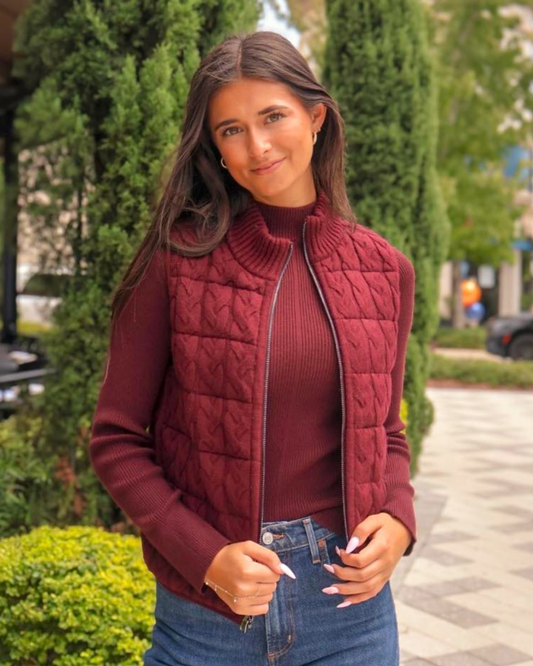 Liverpool Sleeveless Reversible Quilted Sweater Vest | Dark Oxblood