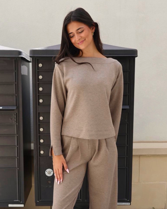 Liverpool Pull-on Pleated Wide Leg | Heathered Taupe