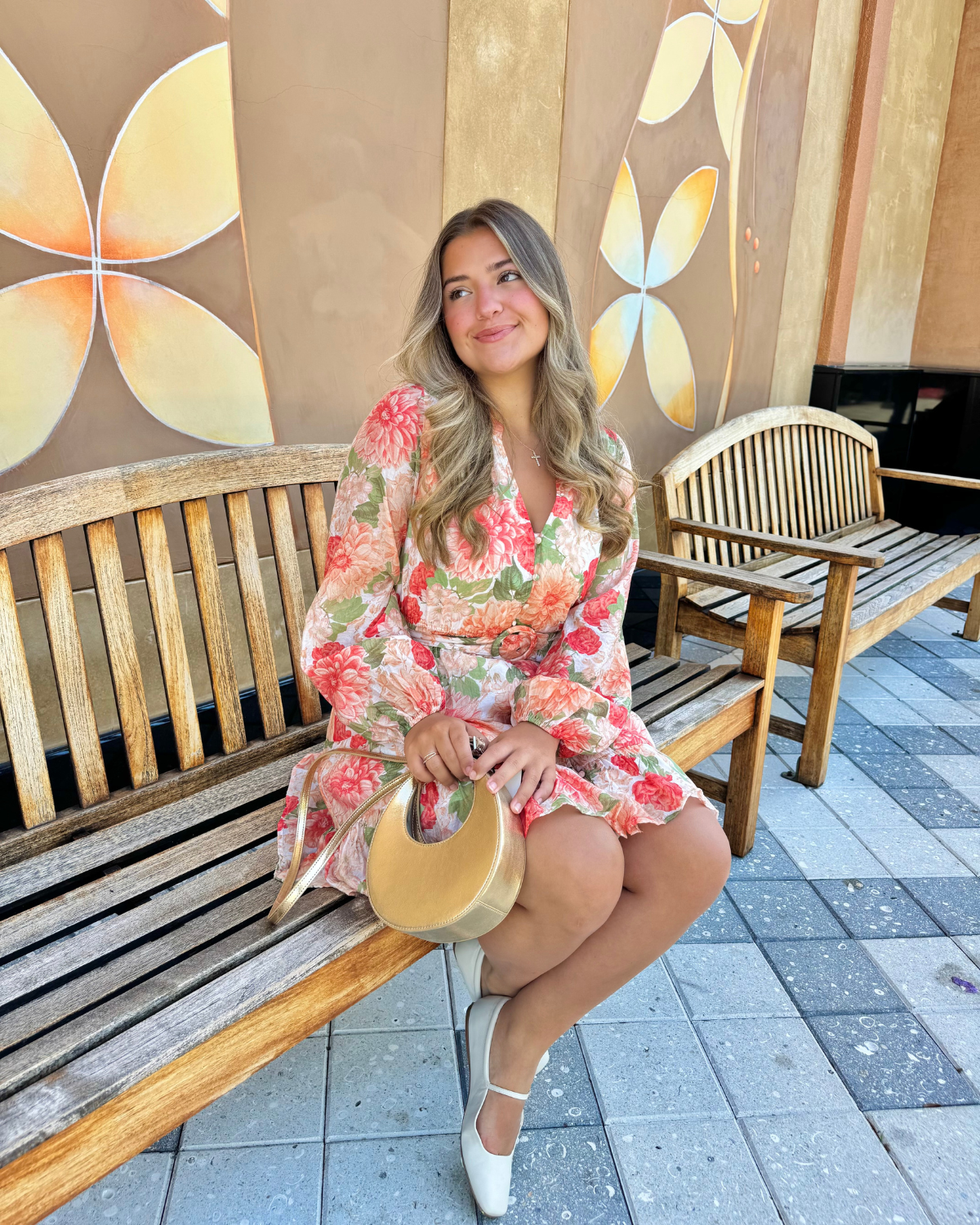 Mink Pink Aida Long Sleeve Mini Dress | Apricot Floral