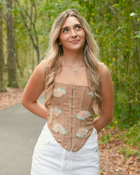 For Love & Lemons Rose Beaded Bustier