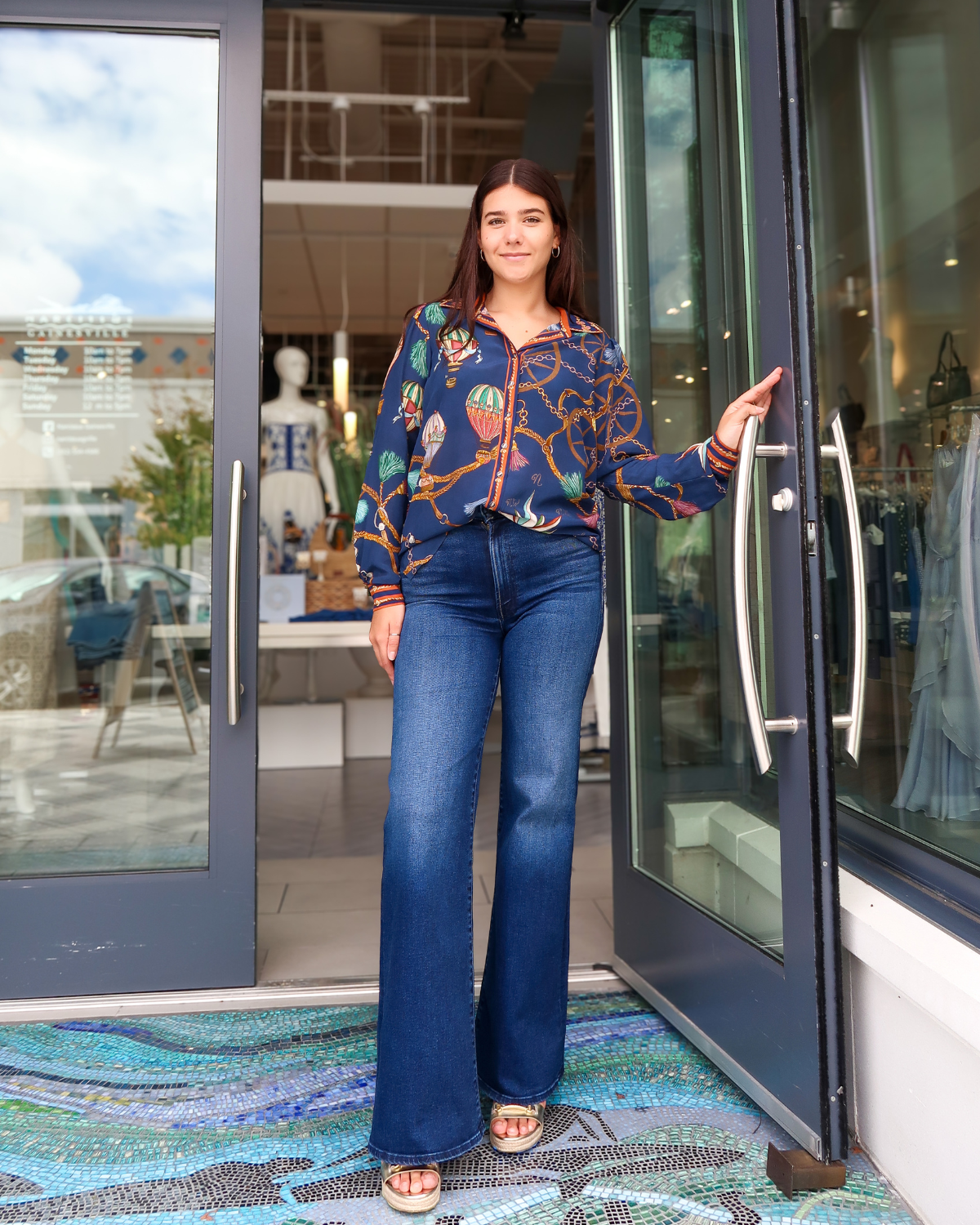 Hale Bob Cleo Silk Top | Navy