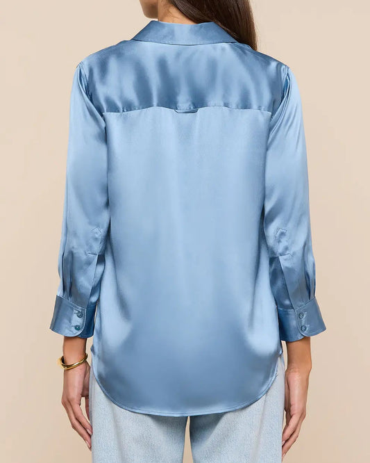 L'Agence Dani Silk Blouse | Blue Mist