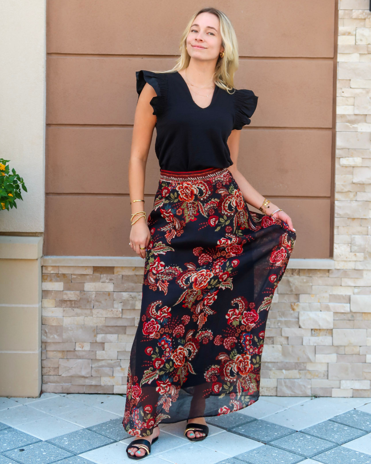 Hale Bob Araceli Organza Skirt | Black