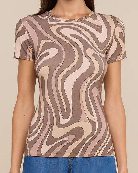 L'Agence Ressi Fitted Tee | Sepia Brown Multi