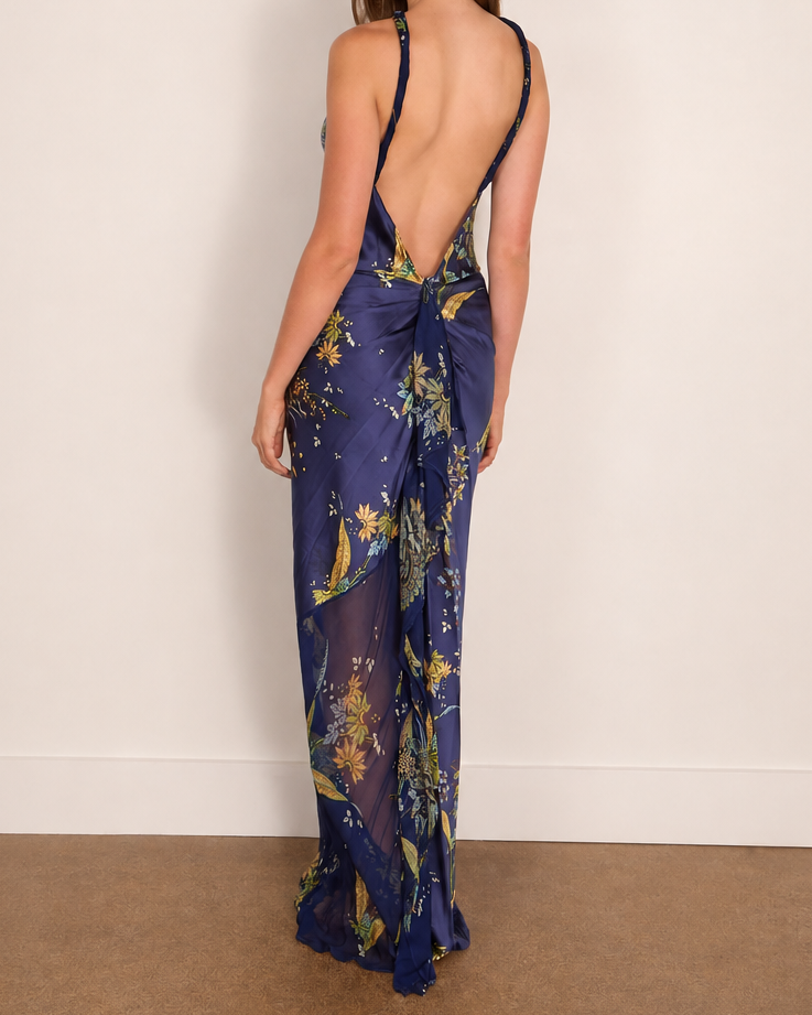 Staud Charli Silk Dress | Tapestry Midnight
