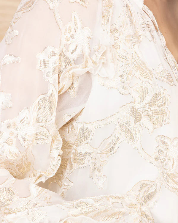 Hale Bob Robin Lurex Chiffon Top | Ivory