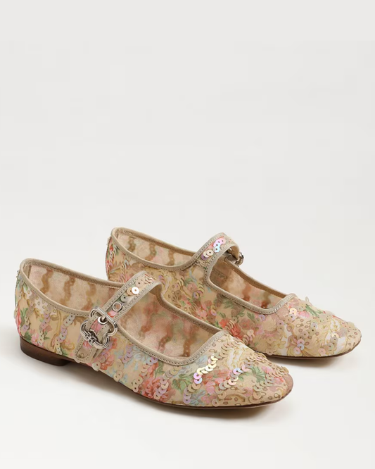 Sam Edelman Michaela Riviera Mary Jane Flat | Ecru Multi Mesh
