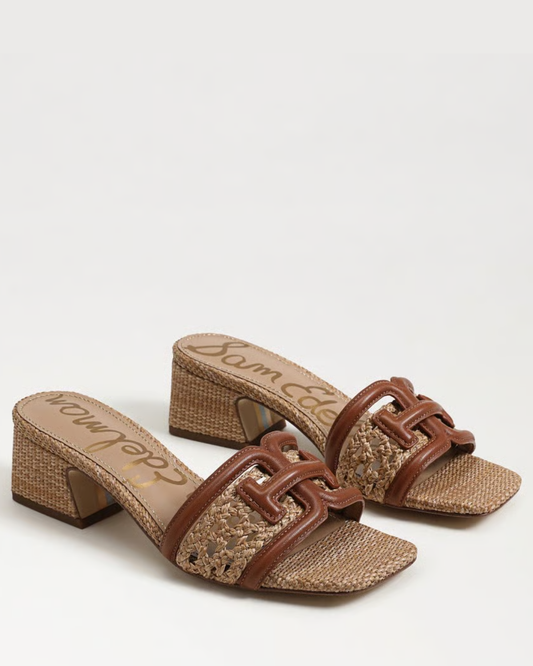 Sam Edelman Waylon Weave Slide Sandal | Rich Cognac Leather