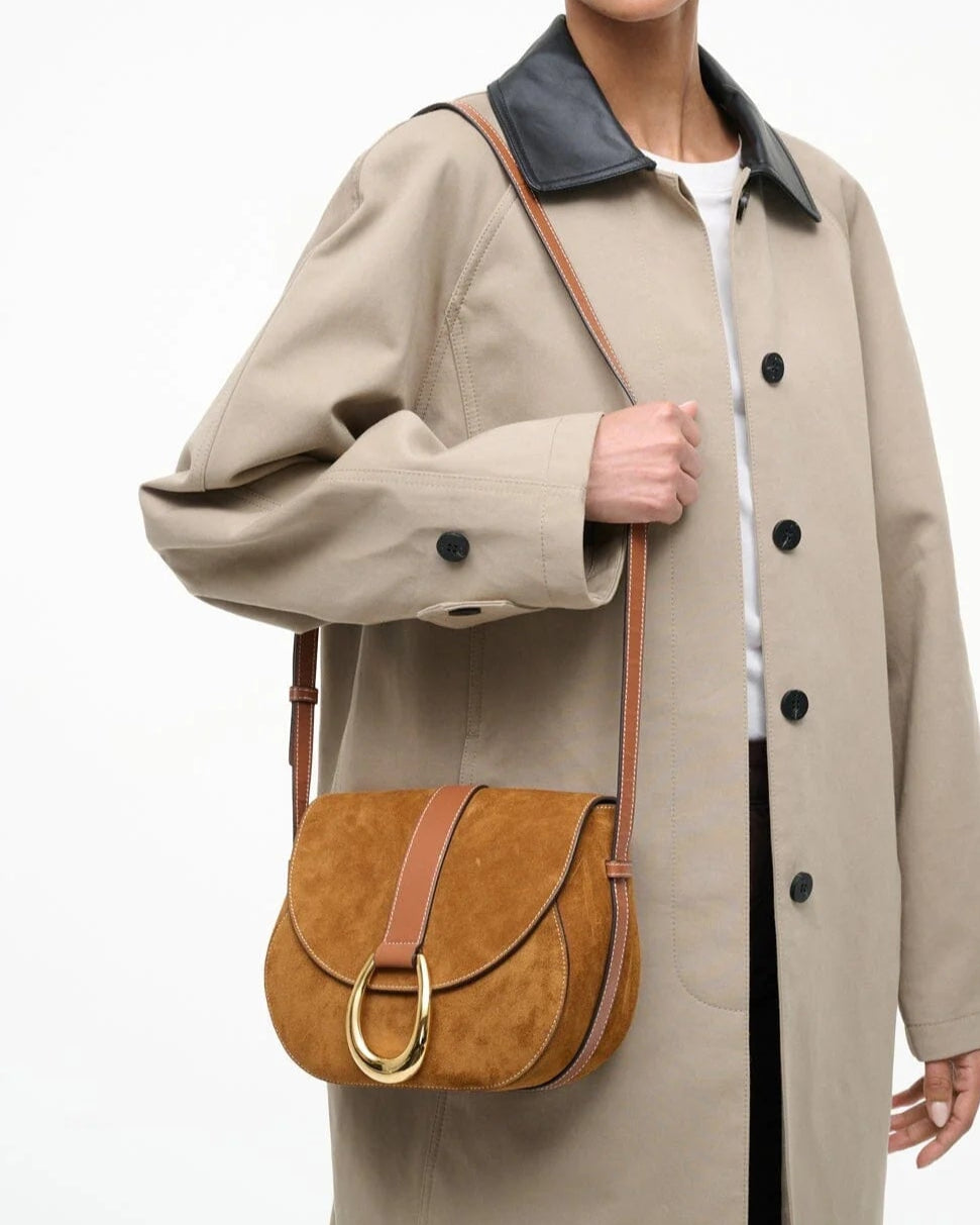 Staud Bella Saddle Bag | Tan Suede