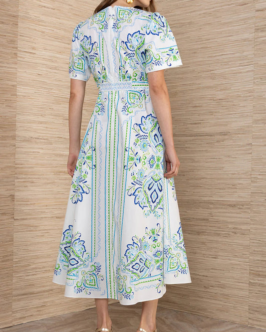 Hale Bob Mona Poplin Midi Dress | Blue