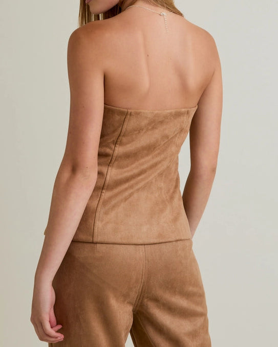 Le Lis Suede Tube Blazer Top