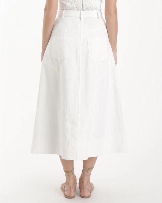 Karina Grimaldi Saro Denim Skirt | White