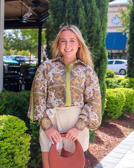 Love the Label Joie Blouse | Kaleidoscope Scarf Print
