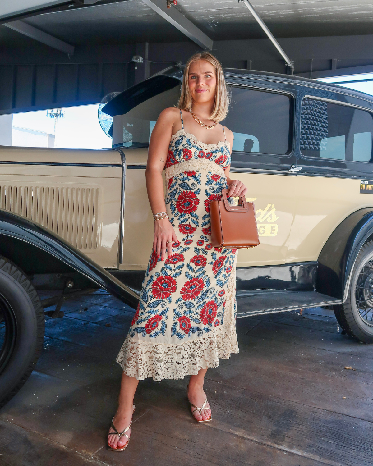 Farm Rio Sand Francesca Midi Dress