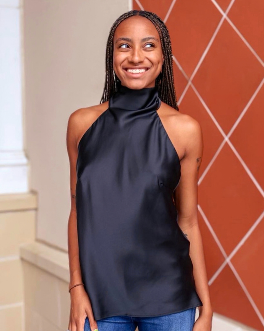 Show Me Your Mumu Lisa Top | Black Luxe Satin