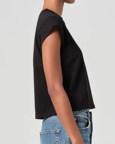 AGOLDE Bryce Cap Sleeve Top | Black