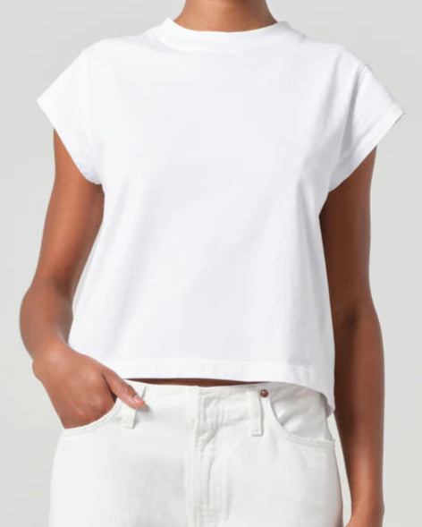 AGOLDE Bryce Cap Sleeve Tee | White