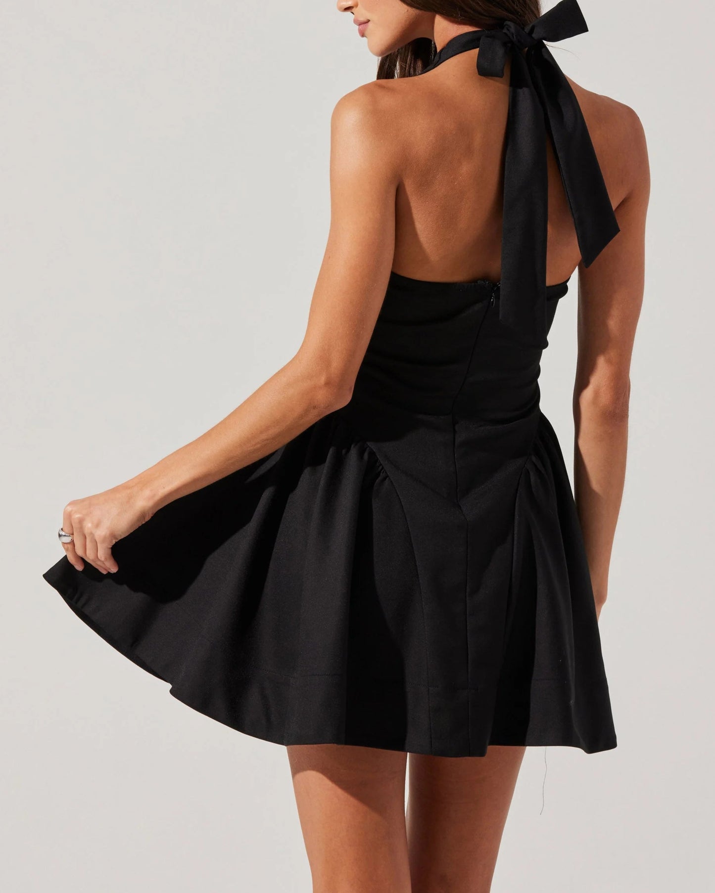 ASTR Meana V-Neck Halter Mini Dress | Black
