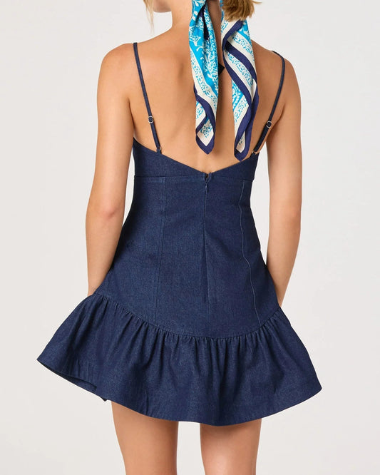 ASTR Kyndal Denim Fit & Flare Mini Dress