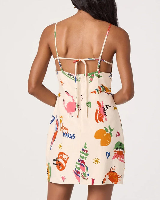 ASTR Valencia Novelty Print Open Back Mini Dress | Island Sketchbook