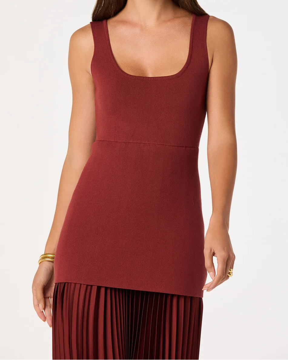 ASTR Adison Drop Waist Pleated Maxi Dress | Rust