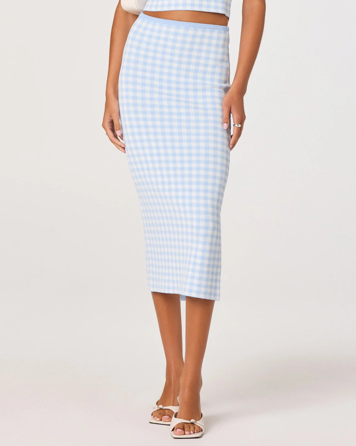 ASTR Babbett Gingham Sweater Midi Skirt