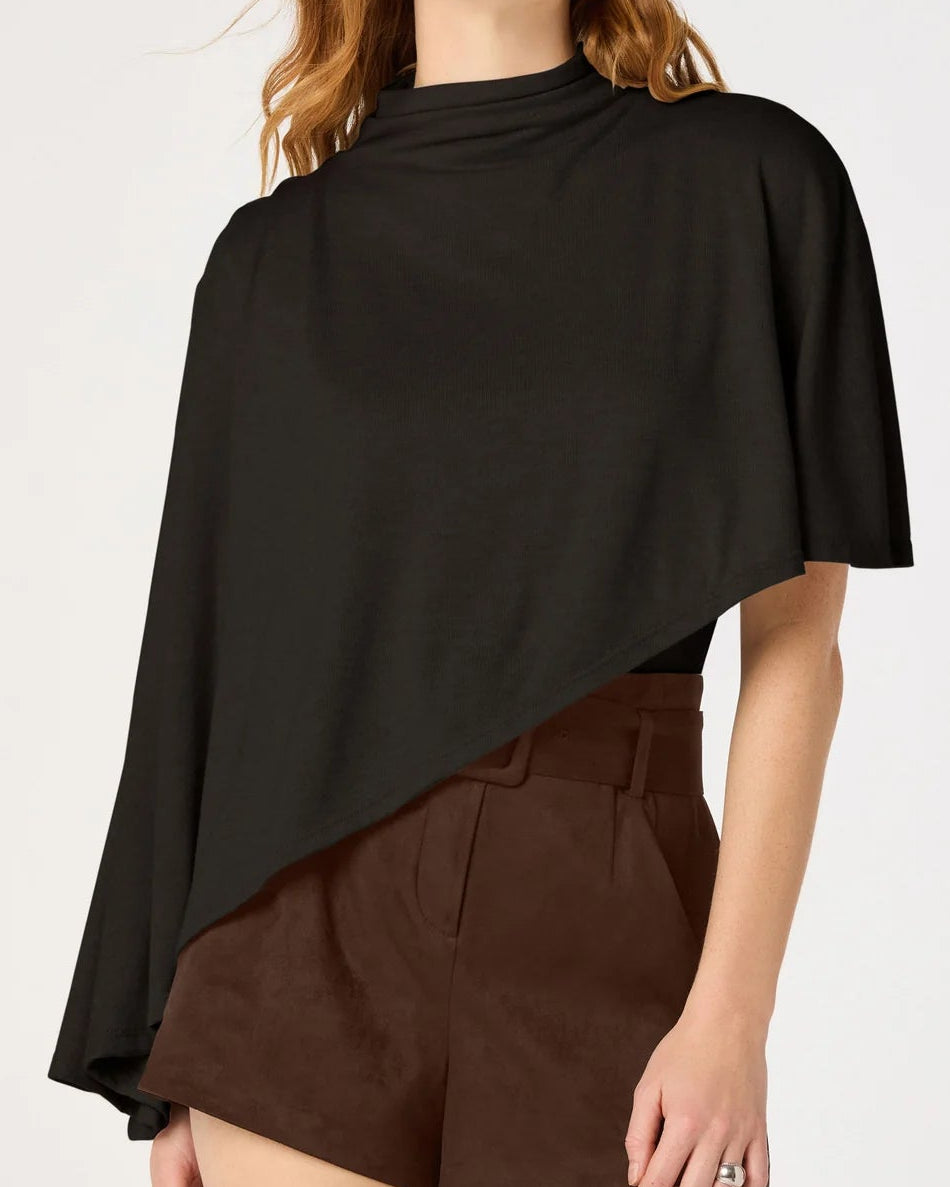 ASTR Jailene Asymmetric Cape Top | Black